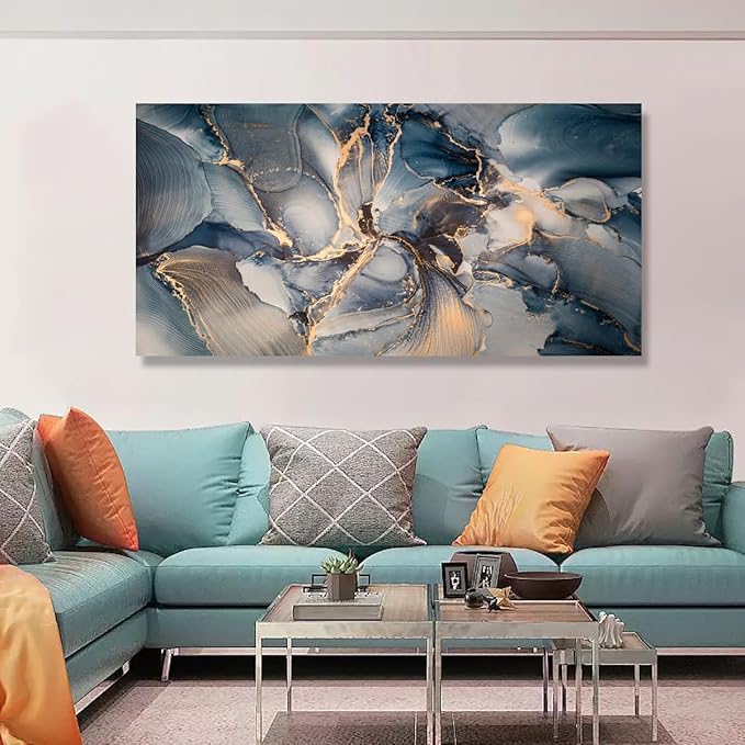 Color block Abstract Marble Grain Pictures Canvas Wall Art for Living room Bedroom Wall Decor,Smart Line Wall Art Print Paitnings for home Decor,Morden Artwork Full of Imagination Line Drawing Canvas