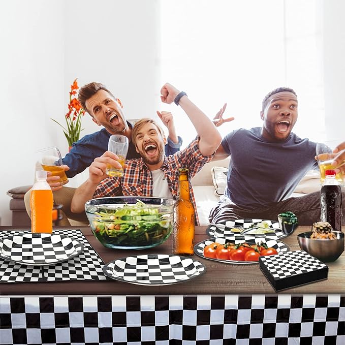 180Pcs Race Car Party Supplies Paper Plates and Napkins Serve 60 Disposable Tableware Set for Birthday Party Decorations Game Day Family School Holiday Sports Events