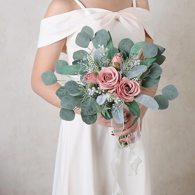 YXZZWL Artificial Greenery Stems Box Set,65 Pcs with 7 Kinds of Faux Greenery Branches Fake Eucalyptus for Wedding DIY Bouquets Floral Arrangement Table Centerpieces (Dusty Green)