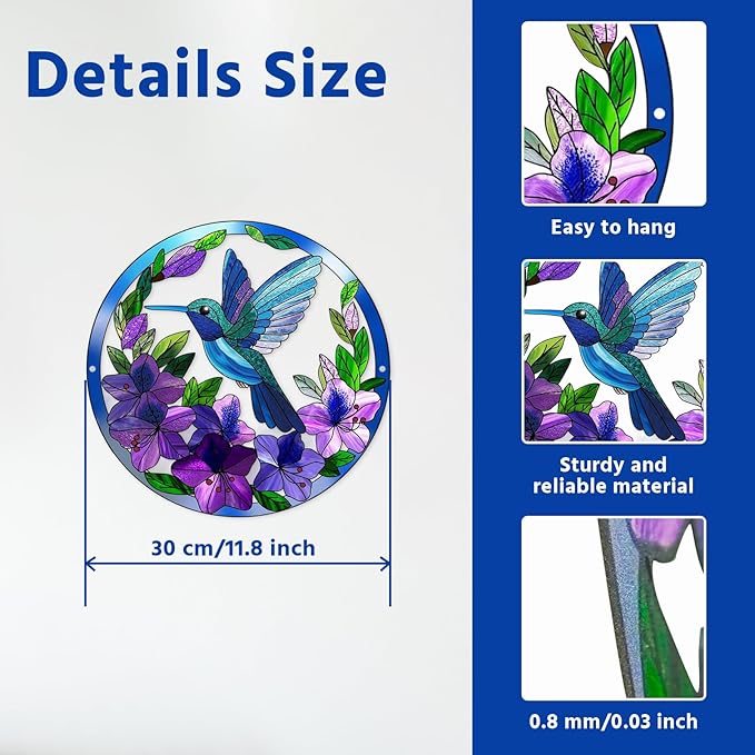 Zoihet Metal Hummingbird Wall Art Decor- Outdoor Wall Art for Patio, Garden and Fence Decorations, Bird Wall Silhouette Indoor and Outdoor Hanging