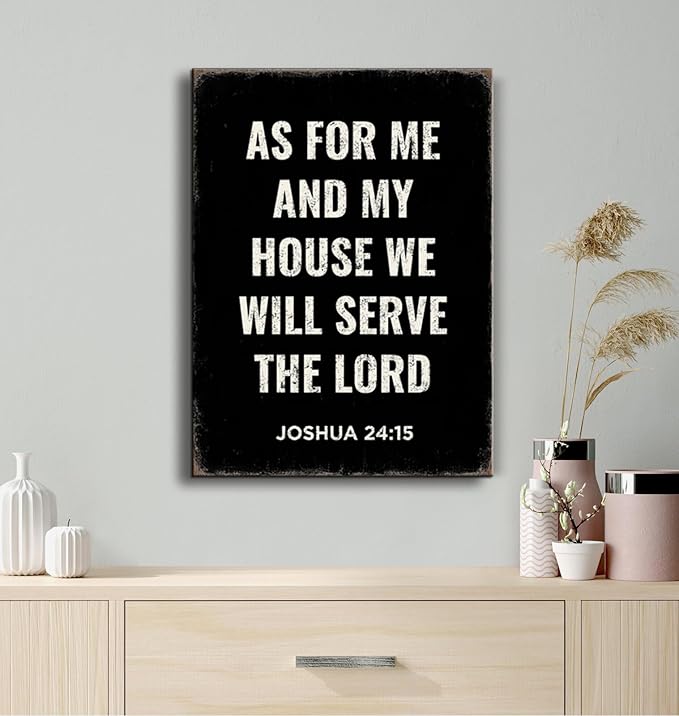 Bible Verse Scripture Wall art Joshua 24:15, As for Me and My House We Will Serve The Lord, with God All Things Are Possible, God Is Within Her She Will Not Fall, Christian Wall Decor for Prayer, Room living room, bedroom. A-404