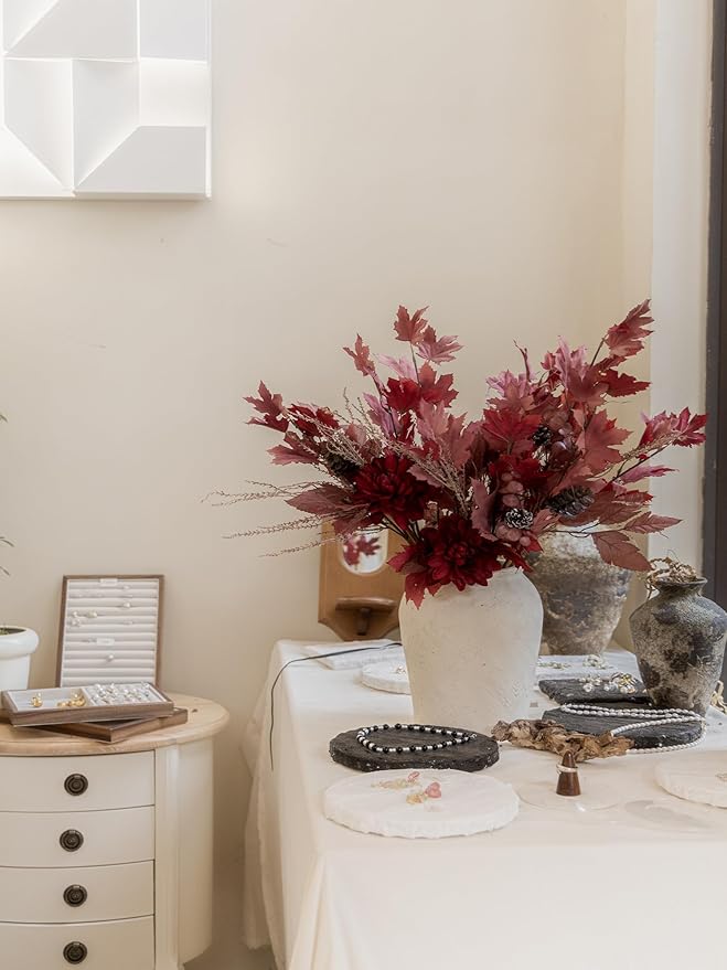 MISSPIN 10 PCS 18 inch Fall Decor Bouquets, Fall Decorations Indoor Outdoor Halloween Thanksgiving Farmhouse Arrangement for Front Door Wedding Centerpieces in Autumn (Burgundy)