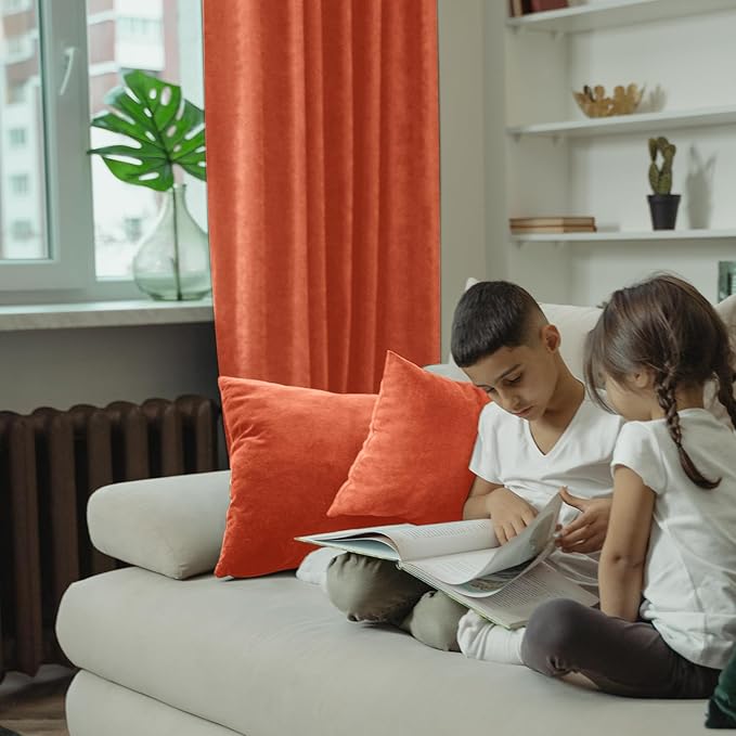 BGment Terracotta Velvet Blackout Curtains 72 Inch Length for Bedroom, Luxury Thermal Insulated Room Darkening Soft Window Curtains with Back Tab Rod Pocket for Living Room, 2 Panels, 52 x 72 Inch