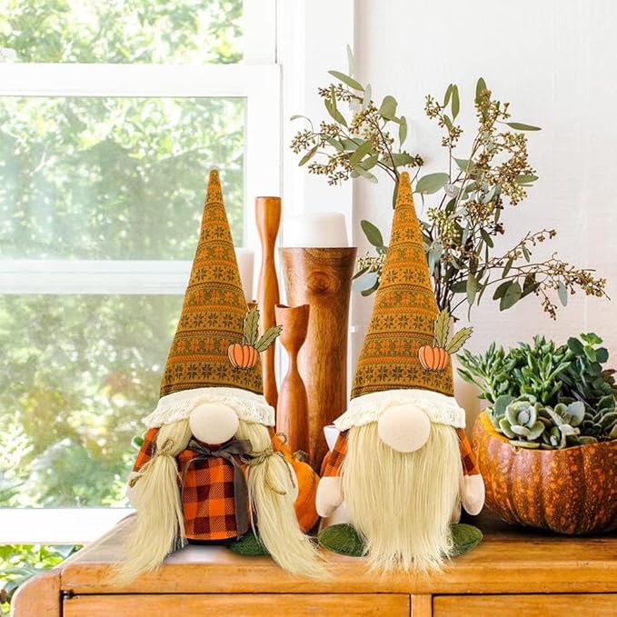 Lovinland Fall Decor - Fall Decorations for Home - Cute Thanksgving Gnomes Plush Doll for Office, Indoor, Room, Mantel, Shelf, Tiered Tray, Porch, Desk, Harvest Table Centerpieces - Autumn Gifts