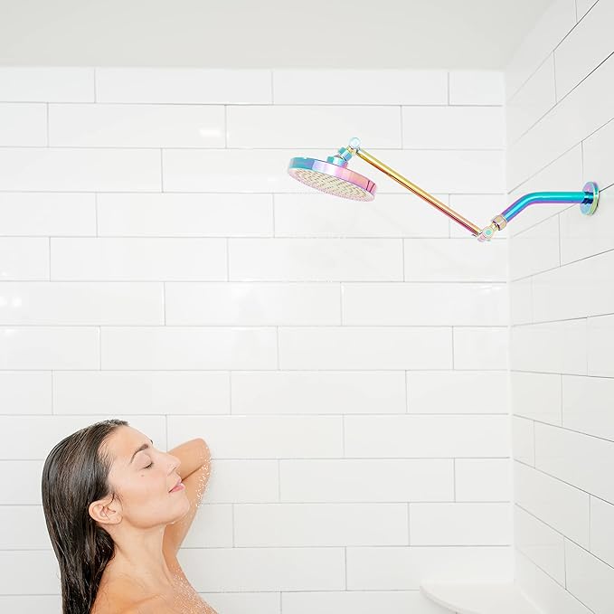 SparkPod Shower Head - High Pressure Rain - Premium Quality Luxury Design - 1-Min Install - Easy Clean Adjustable Replacement for Your Bathroom Shower Heads (Radiant Rainbow, 6 Inch Round)
