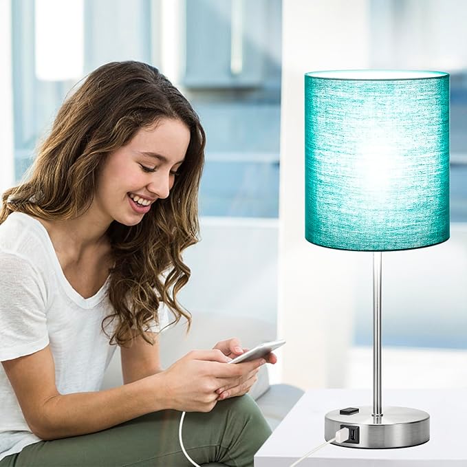 ๐ฎ๐ฌ๐ฎ๐ฏ ๐ก๐๐ช Green Touch Table Lamps Set of 2 with 2 USB & AC Outlet, 3-Way Dimmable Bedside Nightstand Lamps for Bedroom lamps Living Room Nursery, 800 Lumens 5000K Daylight Bulbs Included