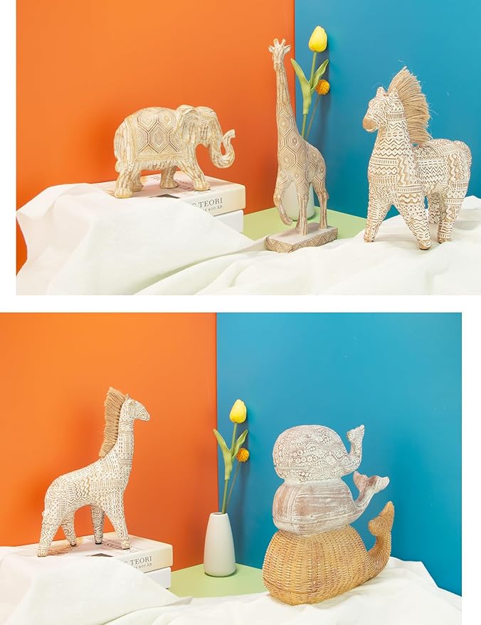 Boho Giraffes Statues Modern Art Sculpture Home Decor Ornaments for Bedroom, Office Living Room, Desktop, Cabinets