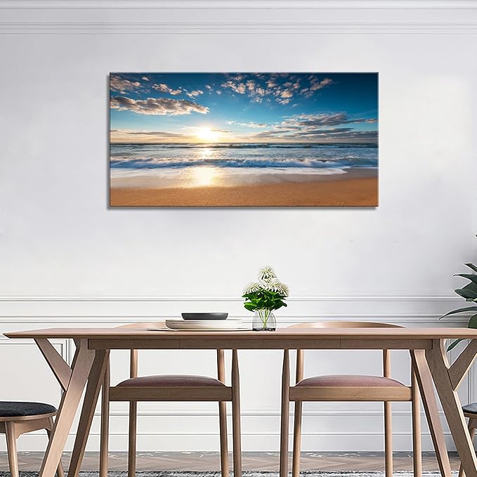 YYYYHPP YP1962 Beach Sunrise Over The Tropical Sea Pictures Print on Canvas Wall Art for Home Decor, Stretched and Framed, Easy to Hang