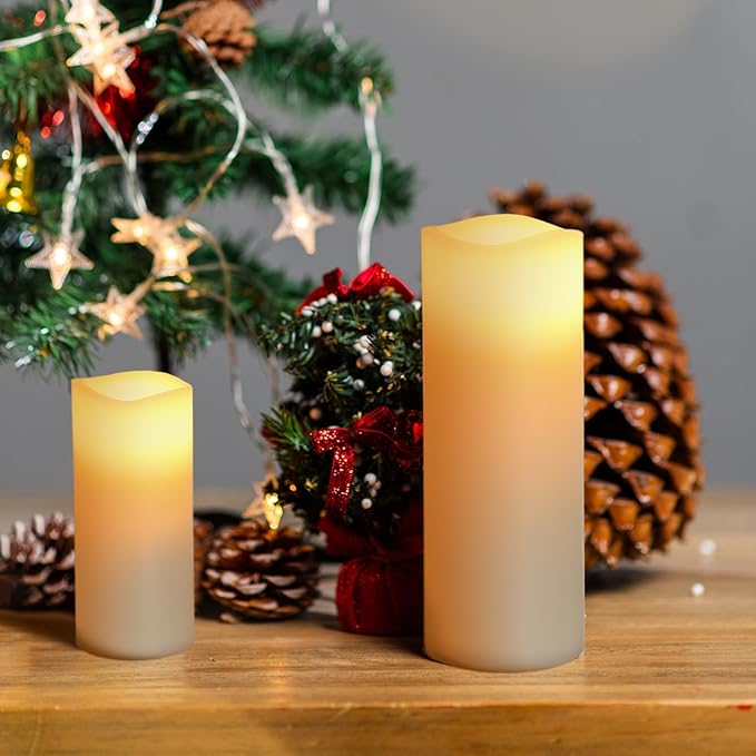 Halloween Flameless Candles Battery Operated LED Candles with Timer and Remote, Pack of 9 Real Wax Pillar Candles Flickering Candle for Home & Holiday Romantic Decor