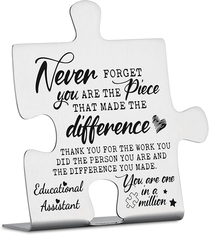 Educational Assistant Gifts, Thank You Appreciation Gifts for Educational Assistant Week Birthday Christmas Office Desk Decor Puzzle Piece Decorative Signs Plaques YCC31
