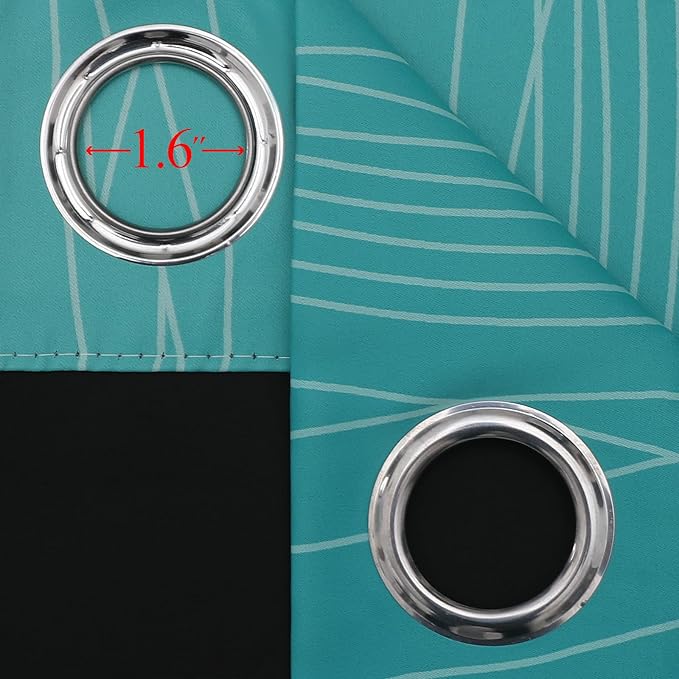 Estelar Textiler Teal and Greyish White Blackout Curtains 45 Inch Length, Light Blocking Gradient Drapes for Kitchen, Thermal Insulated Grommet Ombre Curtains for Bathroom,52Wx45L,2 Panels