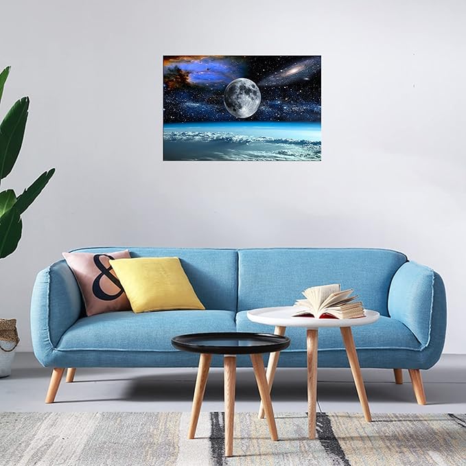 XXM WallArt FC2569 Space View From Earth Canvas Wall Art Landscape Modern Decor Abstract for Living Room, Bedroom, Kitchen, Home and Office