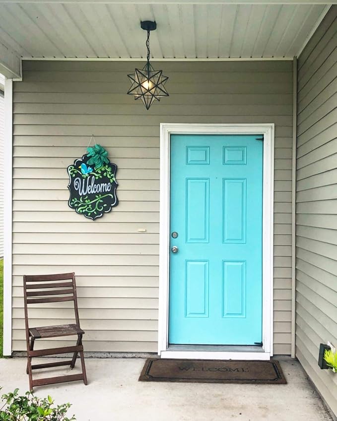 Modern Moravian Star Pendant Light Seeded Large Glass Hanging Lights with Adjustable Chain, 16'' Diameter Shade Lighting for Kitchen Porch Dining Foyer Bedroom