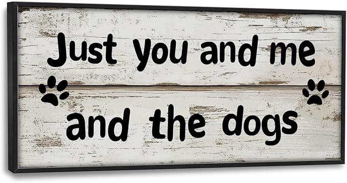 Lovira Just You and Me and The Dogs Large Wall Art Dog Family Canvas Wall Decor Pictures Prints Painting Framed Home Artwork for Living Room Bathroom Bedroom Kitchen 30"x60"