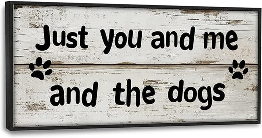 Lovira Just You and Me and The Dogs Large Wall Art Dog Family Canvas Wall Decor Pictures Prints Painting Framed Home Artwork for Living Room Bathroom Bedroom Kitchen 30"x60"