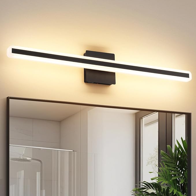 31.5 Inch 5 Color Adjustable Vanity Lights Over Mirror Vanity Lighting Fixtures for Bath Matt Black Bathroom Light Fixtures Over Mirror Black Led Modern Light Bar 5CCT