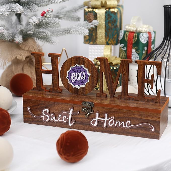 Interchangeable Home Sweet Home Sign, Wooden Seasonal Tabletop Plaque Decorations, for All Seasonal Desktop House Living Room Indoor Decor.