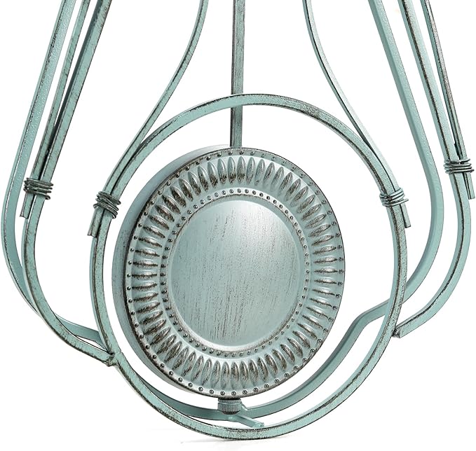 CLXEAST 20 Inch Metal Pendulum Wall Clock Battery Operated,Large Schoolhouse Wall Clocks for Living Room Decor,Antique Aged Teal Green Finish,House Warming Gifts New Home