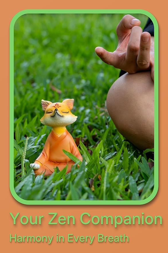 Zen Fox Figurine — Meditating Fox Buddha Statue for Home Decor, Living Room, Yoga & Meditation Accent, Shelf, Table, Desk Decor, Outdoor Garden Decor, Gifts for Women