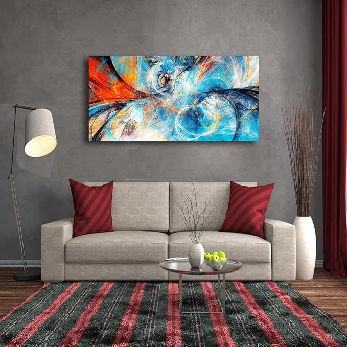 Blue Abstract Smart Line Pictures Canvas Wall Art for Living room Bedroom Wall Decor, Smart Line Wall Art Print Paitnings for home Decor,Morden Artwork Line Drawing Full of Imagination Canvas Art