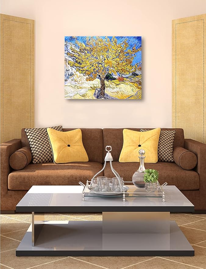 DECORARTS - The Mulberry Tree, Vincent Van Gogh Art Reproduction. Giclee Canvas Prints Wall Art for Home Decor 30x24