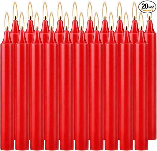 Set of 20 Red Candles – Mini Taper Candles for Christmas,Household, Wedding, Rituals, Prayer, Birthdays, Meditation, Altar,Party and Home Décor Candlesticks - 4 Inch Tall, Unscented (Red)