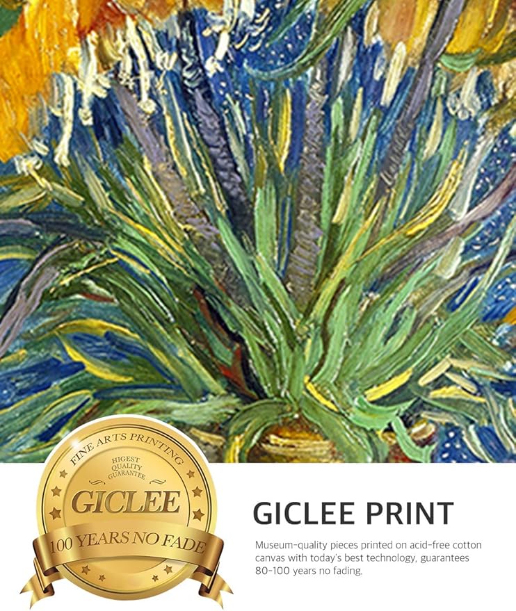 DECORARTS - Triptych (Van Gogh Flower Series), Vincent classic Art Reproduction. Giclee Canvas Prints Wall Art for Home Decor 24x30, 3pcs/set