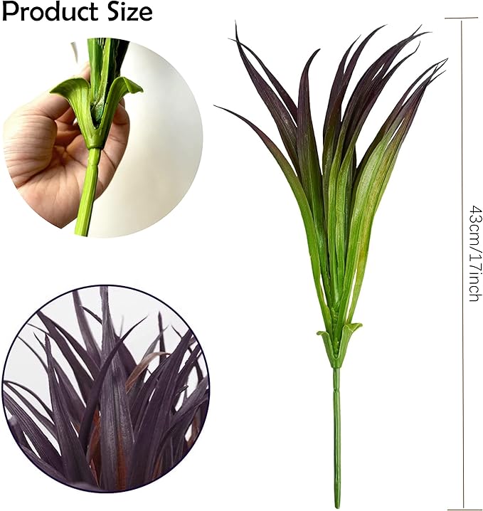 8 Pcs Outdoor Fake Plants UV Resistant Artificial Tall Grass Plants Faux Tropical Flowers Bushes Décor Fall Winter Summer Planters Patio Front Door Porch Plastic Greenery & Shrubs Decoration