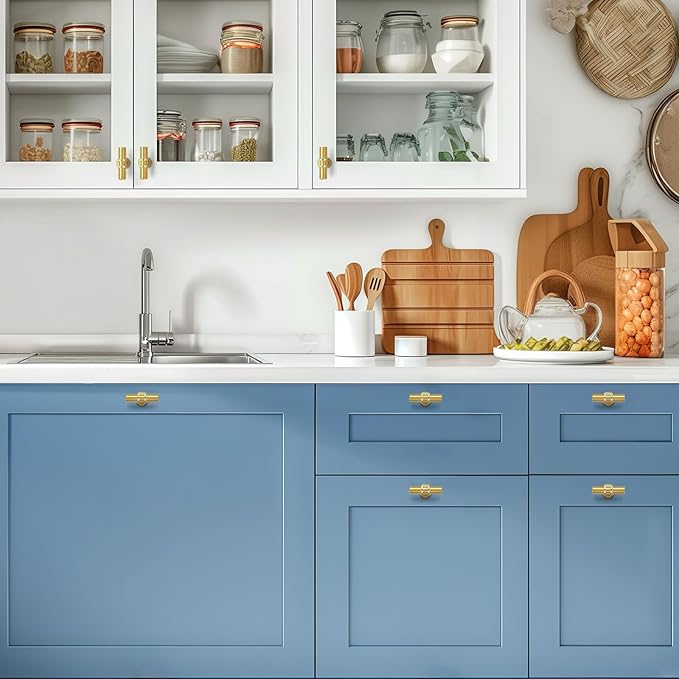 15 Pack Brushed Brass Cabinet Knobs - Gold Kitchen Cabinet Knobs Cabinet Pulls for Kitchen Cabinet Drawer Stainless Steel Dresser Knobs for Cabinet Hardware 2in Length Single Hole