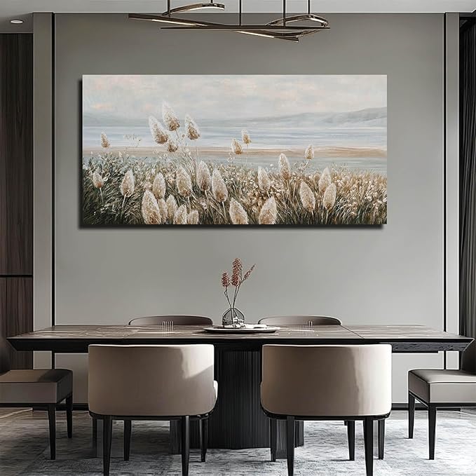 GAIDUOMAI Reed Painting Mountain and River Wall Art Prints Bedroom Plant Decor Countryside Landscape Wall Decor for Dining Room Hotel 24x48 Inch