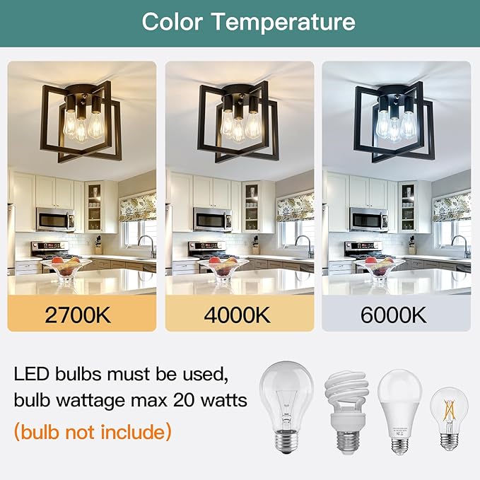 ZGLAOJT Motion Sensor Ceiling Light Fixture 3-Lights Semi Flush Mount Ceiling Light Black Industrial Indoor Chandelierfor Kitchen Living Room Bedroom Farmhouse Hallway Foyer