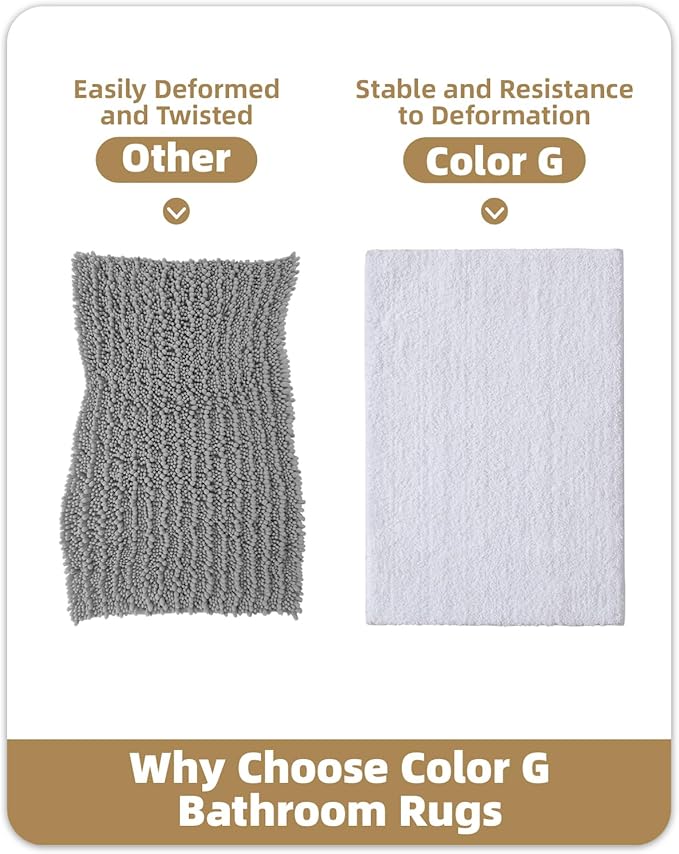 Color&Geometry White Large Bathroom Rugs, Absorbent, Non Slip, Soft, Washable, Quick Dry, 24"x36" Bath Mats for Bathroom, Microfiber Bath Rug Shower Mat