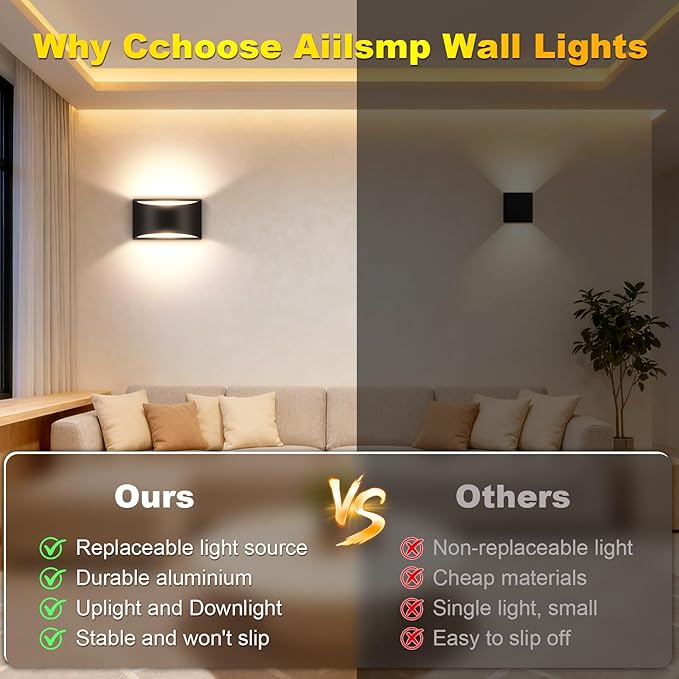 4 Pack Modern LED Wall Sconces, Black 3000K Warm White Hardwired Indoor Wall Lights Up and Down Wall Mount Light for Bedroom,Living Room, Hallway(with G9 Bulbs)