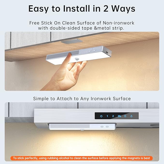 LED Closet Light, 6 Pcs 30LEDs Dimmer Rechargeable Motion Sensor Under Cabinet Lighting with Remote Control, Wireless Stick-Anywhere Night Safe Light Bar for Wardrobe,Kitchen