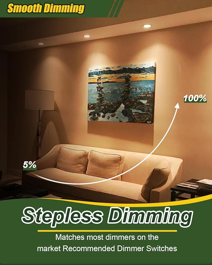 ZYC Gimbal LED Recessed Lighting - 6 Inch 5CCT 12W 360° Rotation Adjustable Eyeball Light,LED Swivel Spotlight,Directional Sloped Ceiling Light,Dimmable Canless Wafer Downlight Pack of 6 Black.