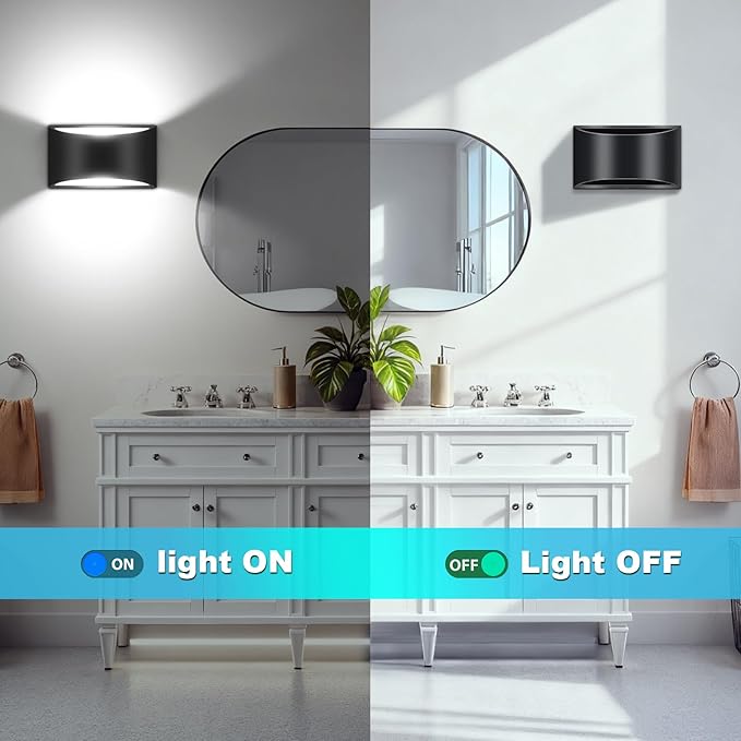 8 Pack Black Modern LED Wall Sconces, 6000K Cool White Hardwired Interior Wall Lights Up and Down Wall Mount Light for Bedroom,Living Room, Hallway(with G9 Bulbs)