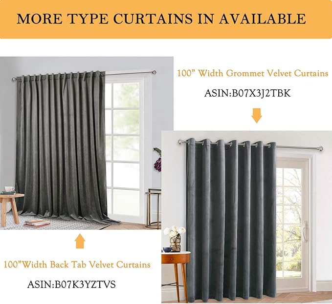 StangH Gray Velvet Curtains 84 Inches Long - Luxury Back Tab Blackout Drapes Thermal Insulated Noise Reducing Curtain Panels for Bedroom/Living Room, W52 x L84, 2 Panels