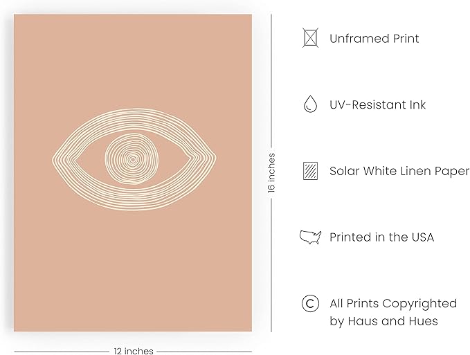 HAUS AND HUES Boho Posters Neutral Wall Art Prints - Boho Posters and Abstract Art, Brown Wall Decor Eye of Sauron | 12" x 16" UNFRAMED