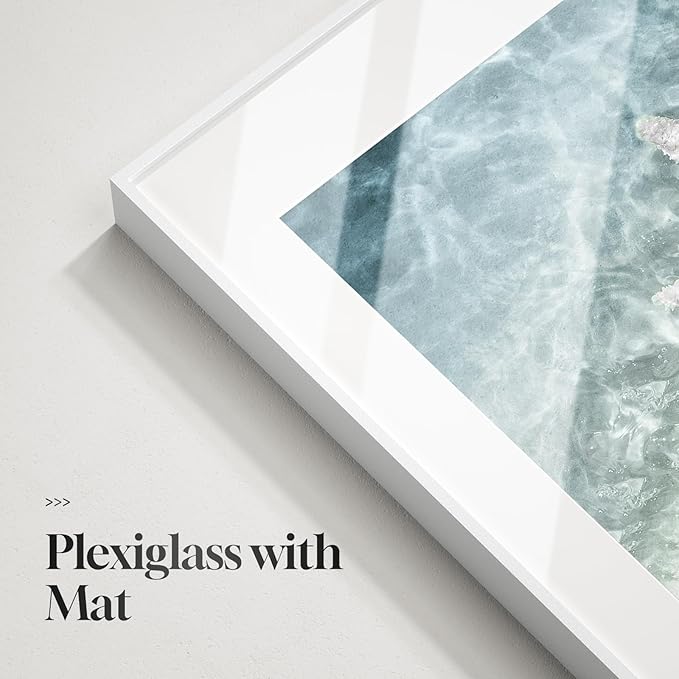 Framed Coastal Wall Art for Living Room, 4 Piece Beach Surf Ocean Artwork for Walls, Large Starfish Reed Seascape Pictures Prints, Beach Coastal Summer Wall Decor for Bedroom Bathroom, Overall 36"x24"