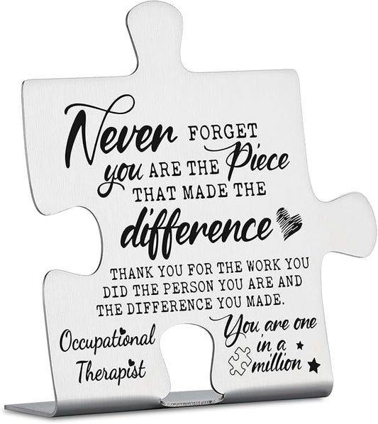 Occupational Therapist Gifts, Thank You Appreciation Gifts for OT Week Birthday Christmas Office Desk Decor Puzzle Piece Decorative Signs Plaques YCC36