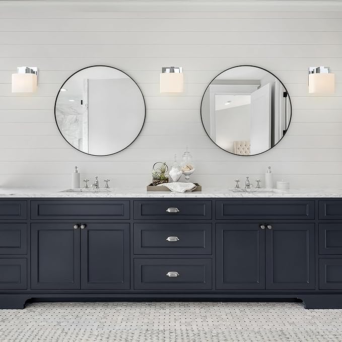 Design House Dove Creek Wall Light Sconce – Dimmable with Frosted Glass for Hallway, Bathroom, Foyer, Bedroom – Polished Chrome, 589663