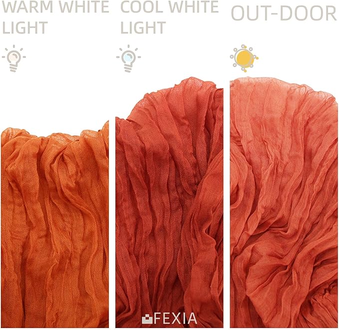 FEXIA 3 Pack Terracotta Table Runner 35x120 Inches for Baby Shower Decoration Gauze Rustic Table Runner for Wedding Party First Communion Centerpiece Engagement Bridal Shower Boho Decoration