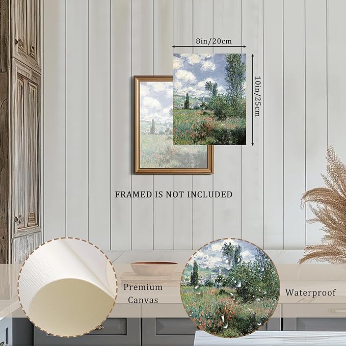 RETRART Vintage French Wall Art, Wildflower Landscape Painting Art - French Cottage Living Room Wall Decor - 8" x 10" Unframed Canvas Prints for Bedroom Living Room Bathroom Spring Landscape