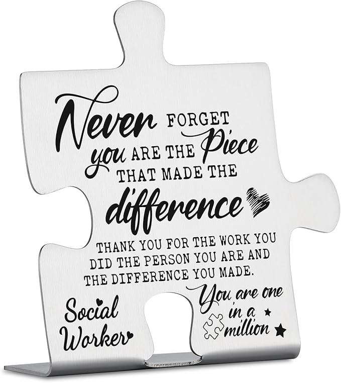 Social Worker Gifts, Thank You Appreciation Gifts for Social Workers Week Birthday Christmas Office Desk Decor Puzzle Piece Decorative Signs Plaques YCC28