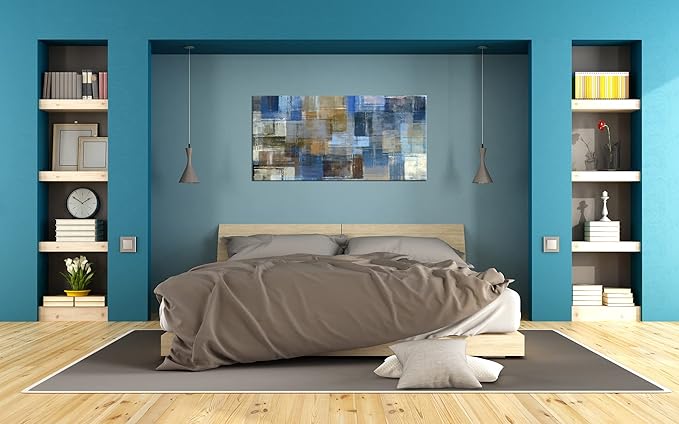 DZL Art A74862 Large Abstract Wall Art Grey and Blue Canvas Prints Painting Framed wall art Canvas Wall Art for living Room Bedroom and Office Home Decor Artwork