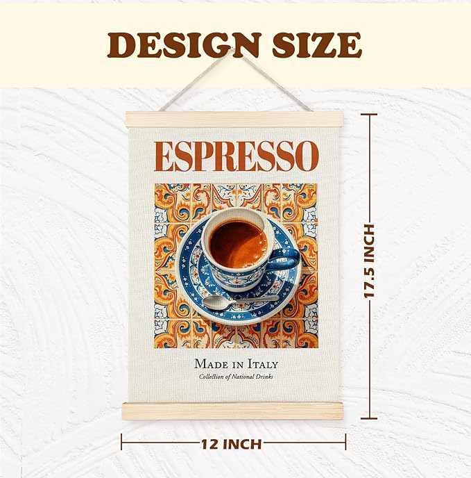 Yomisex Italian Kitchen and Bar Wall Art Poster, Italian Traditional Cocktail Coffee Canvas Prints Wall Art Framed for Kitchen Cafe Coffee Bar Pub, 12x16 Inch Set of 2