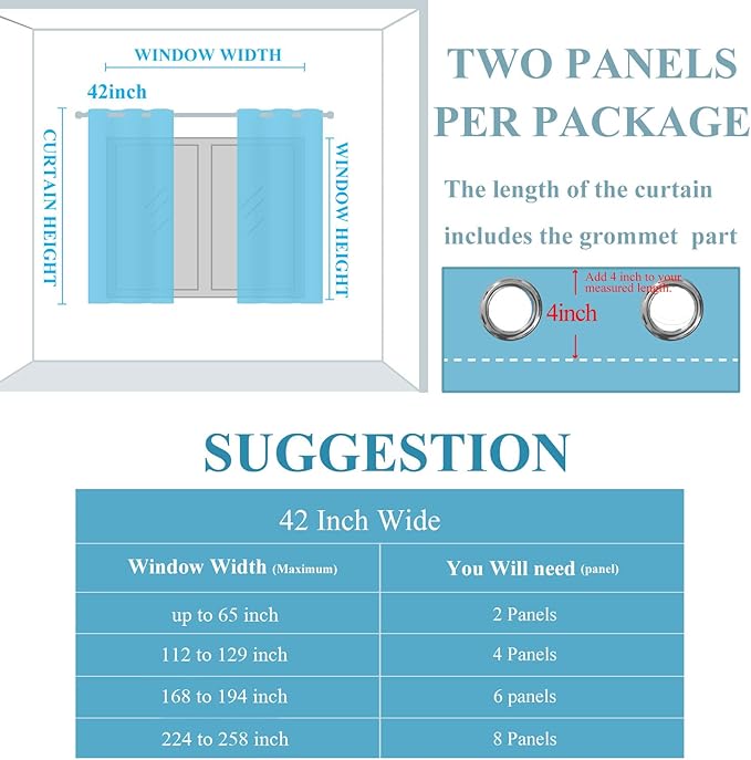 Estelar Textiler Aqua and Beige Room Darkening Blackout Curtains 84 Inch Length 2 Panels Set for Living Room, Thermal Insulated Ombre Light Blocking Grommet Blackout Drapes for Bedroom, 42Wx84L