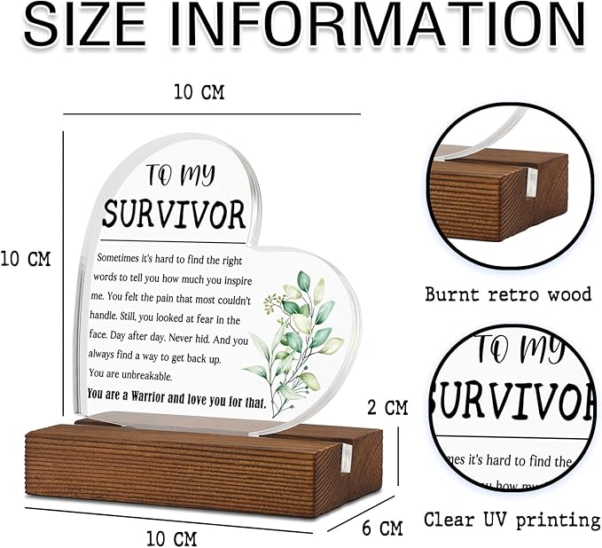 Get Well Gift for Women Him Her,To My Survivor,Cancer Support Fighter Encouragement Gifts, Cancer Survivor Gifts,Recovery Gifts for Her Him women,Home Office Decor Acrylic Sign Plaque XA323