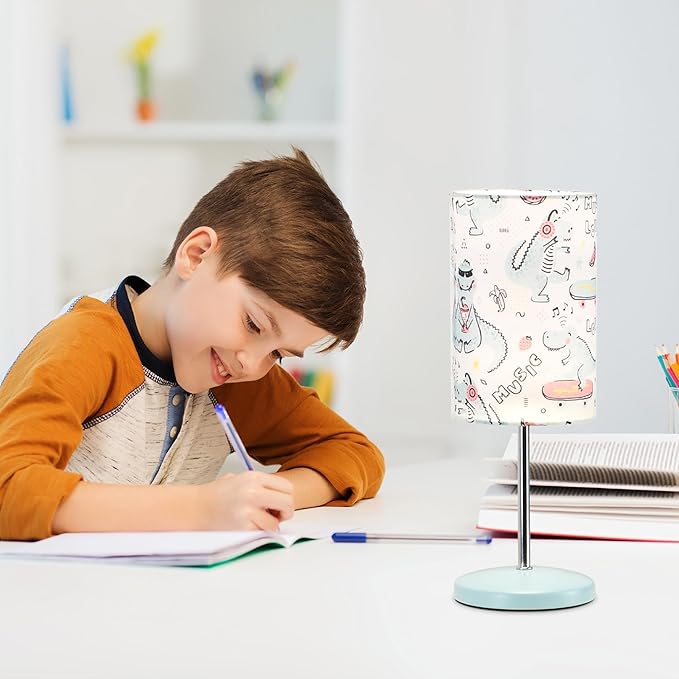 Lampwell Alee Small Table Lamp for Living Room as Bedside Table Lamp for Bedroom,Set of 2,Modern Kids Night Table Lamp,Φ4.33×H12.21IN,Bulb Excluded,Light Blue Dinosaur
