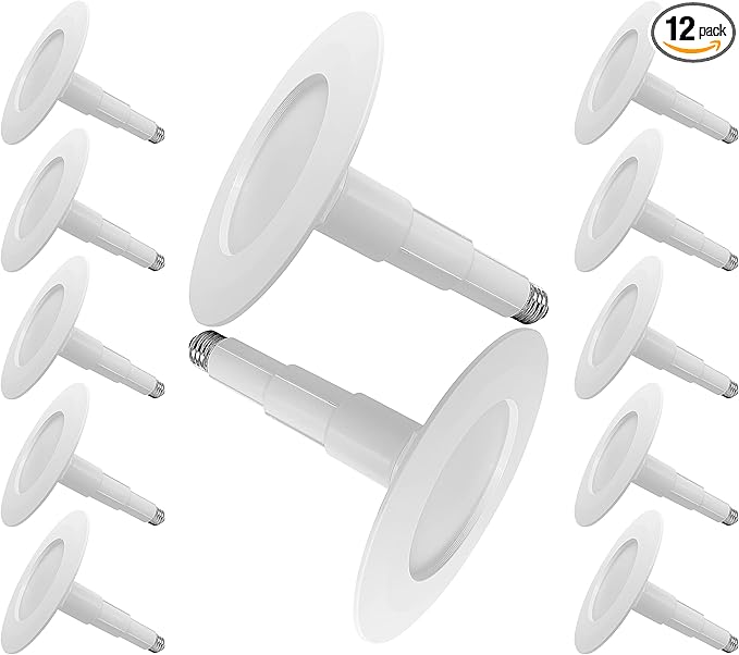 Jolux 12-Pack 5/6" LED Can Lights Retrofit Recessed Lighting,12W=60W,3000K WarmWhite,800 Lumens,Dimmable Can Lights,ETL,Damp Rated,Simple Installation Adjustable Retrofit Downlight,Bevel Trim